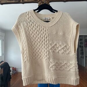 Madewell Patchwork Sweater Vest, Ivory.  Size Large